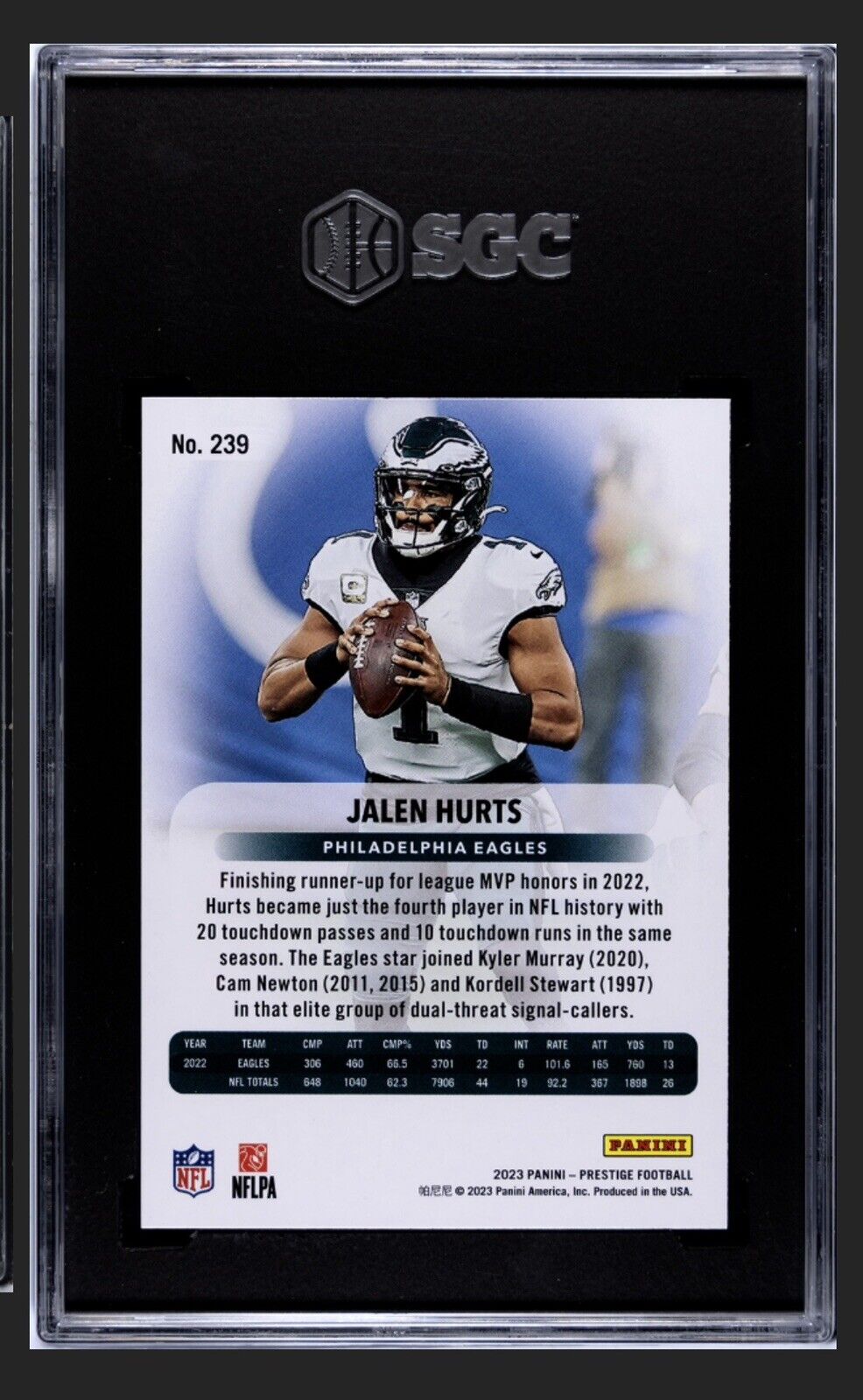 2023 Panini Prestige Jalen Hurts* NFL Philadelphia Eagles Football #236 - SGC 10