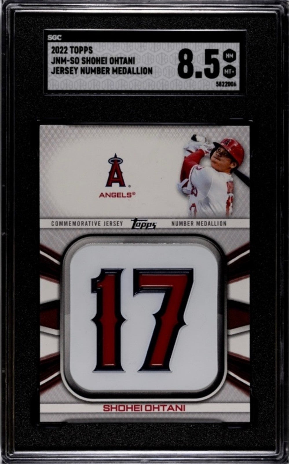 Shohei Ohtani 2022 Topps Jersey Number Medallion Card SGC 8.5 LA Angels/Dodgers