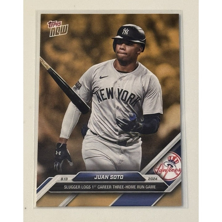 Juan Soto GOLD* BONUS 2024 MLB TOPPS NOW Card #ODB29 3 Home Run GAME NY Yankees*