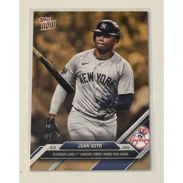 Juan Soto GOLD* BONUS 2024 MLB TOPPS NOW Card #ODB29 3 Home Run GAME NY Yankees*