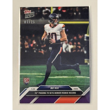 7/25* Bo Nix 2024 Topps NOW Football Card Denver Broncos RC PURPLE VARIATION #13