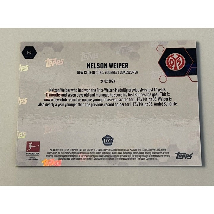 2023 Topps Now Nelson Weioer RC FSV MAINZ BUNDESLIGA Record Youngest Goal Scorer