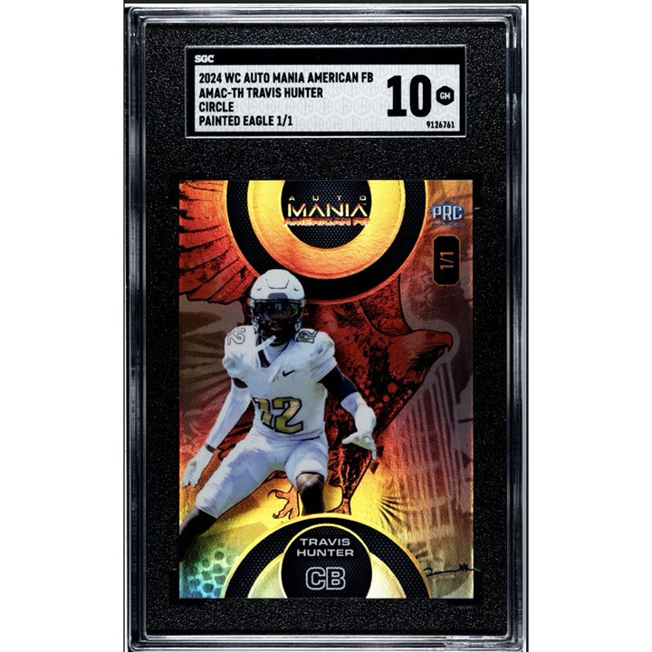 1/1* 2024 Auto Mania American FB Travis Hunter Circle Painted Eagle Draft SGC 10