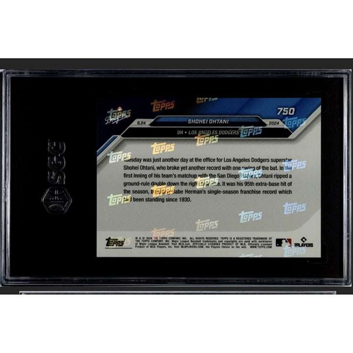 SGC 9.5 graded 2024 Topps Now Shohei Ohtani baseball card #750 shatters Dodgers XBH record