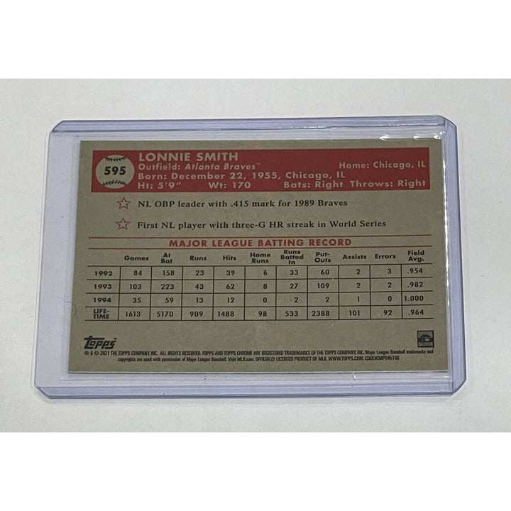2021 Topps Chrome Lonnie Smith Atlanta Braves MLB baseball card in protective case