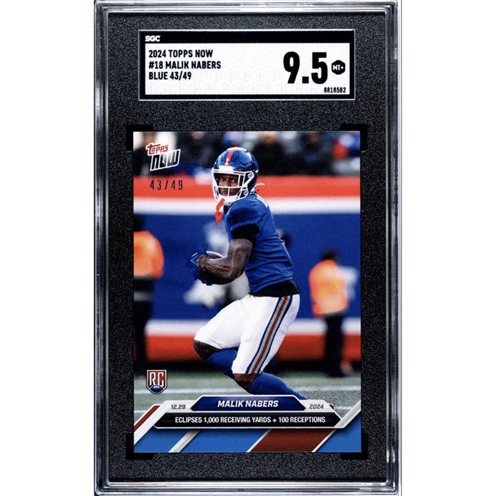 43/49 Malik Nabers RC 2024 Topps NOW Football 1,000 YDS NFL NY Giants #18 SGC 10