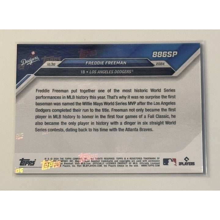 Limited edition Freddie Freeman 2024 MLB Topps Now Dodgers World Series MVP card number 886