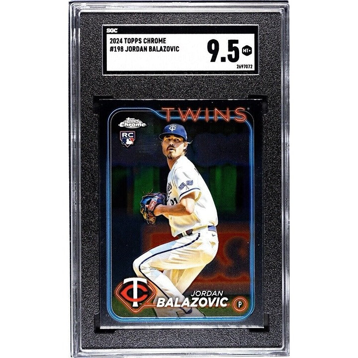 Jordan Balazovic 2024 Topps Chrome Rookie* #198 Minnesota Twins Baseball SGC 9.5