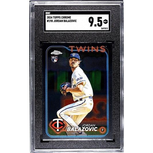 Jordan Balazovic 2024 Topps Chrome Rookie* #198 Minnesota Twins Baseball SGC 9.5