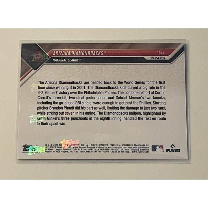 Arizona Diamondbacks 2023 MLB World Series Advance Topps Now baseball card #1044 limited edition 25/49