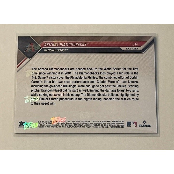 Arizona Diamondbacks 25/49 Advance World Series 2023 MLB TOPPS NOW - Card #1044*