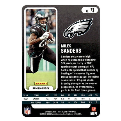 2022 Panini Absolute Miles Sanders - NFL Philadelphia Eagles Football - Card #73