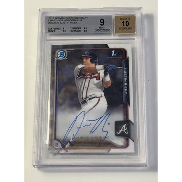 Austin Riley RC Auto 2015 Bowman Chrome Auto Rookie BCA-ARI MLB Braves Beckett 9