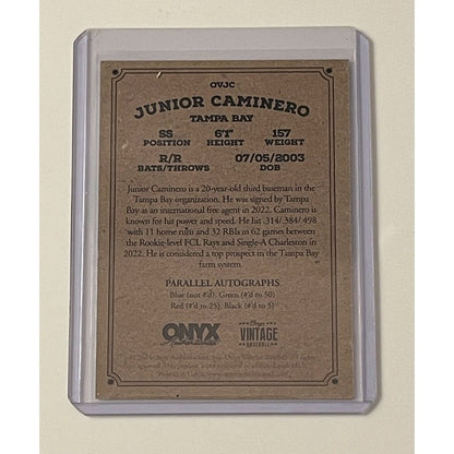 2023 Onyx Vintage Extended Baseball Junior Caminero Blue Ink RC - MLB Tampa Rays