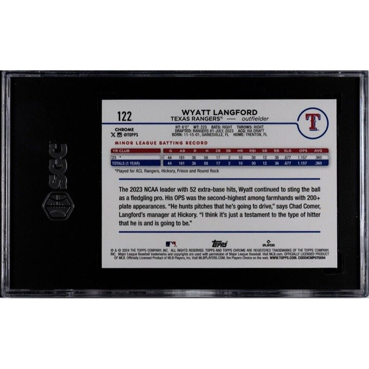 Wyatt Langford RC - 2024 Topps Chrome Rookie Card 122 MLB Texas Rangers Baseball
