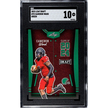 Cameron Ward* RC* 2023 Leaf Draft Football Green NCAA Huskies Card #78 - SGC 10