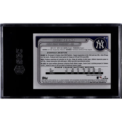 Jared Serna RC 2024 1st Bowman - MLB New York Yankees Rookie - Base Card #BCP-68