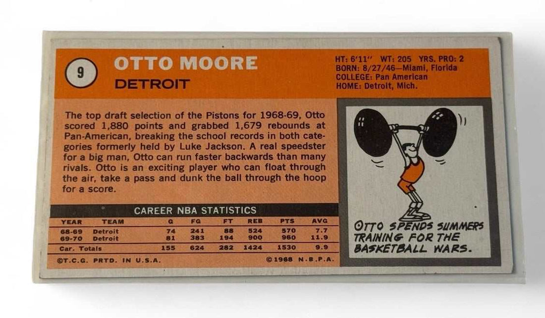 1970-71Topps OttoMoore Tallboy Vintage BasketballCard 9NBA 1970-71Topps OttoMoore Tallboy Vintage BasketballCard 9NBA