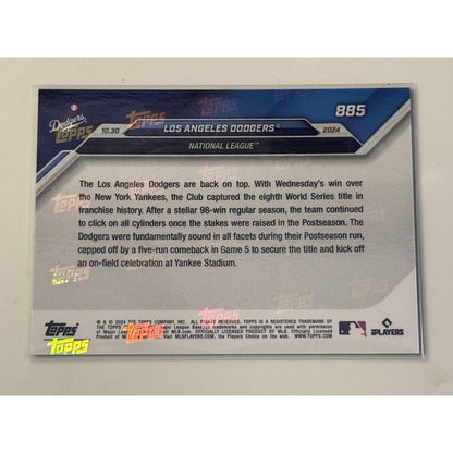 26/49* 2024 Topps Now! LA Dodgers HISTORIC COMEBACK Wins WORLD SERIES 885 READY!