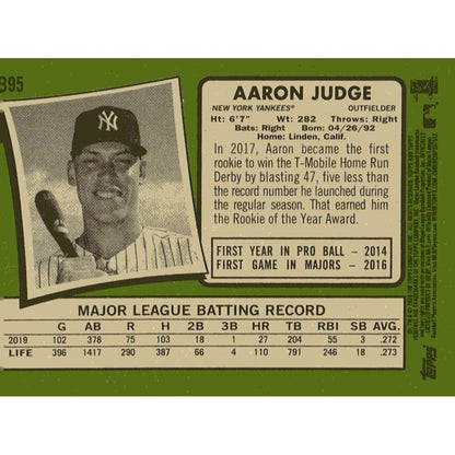 2020 Topps Heritage Aaron Judge Aaron Judge MLB AL Champs* New York Yankees #395