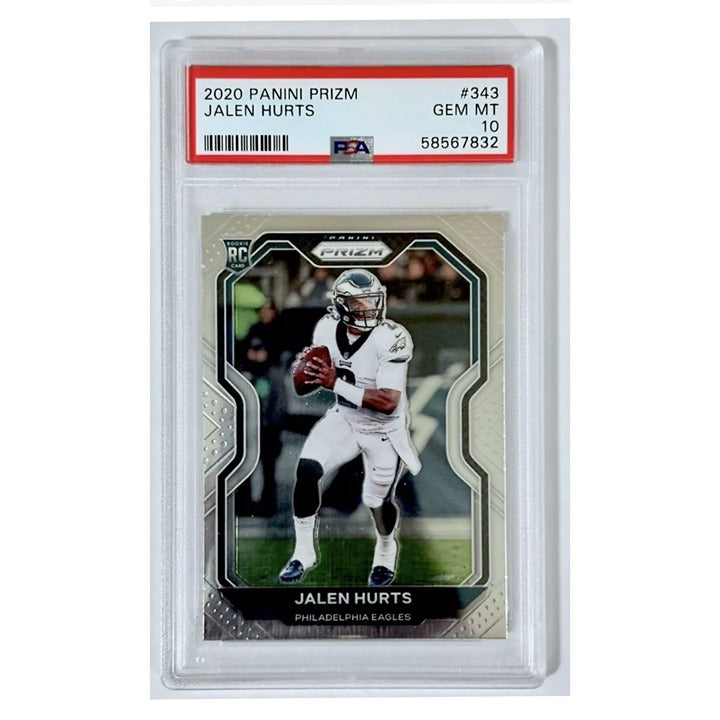 Jalen Hurts RC 2020 Panini Prizm Card #343 Rookie NFL Philadelohia Eagles PSA 10