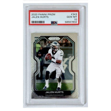 Jalen Hurts RC 2020 Panini Prizm Card #343 Rookie NFL Philadelohia Eagles PSA 10