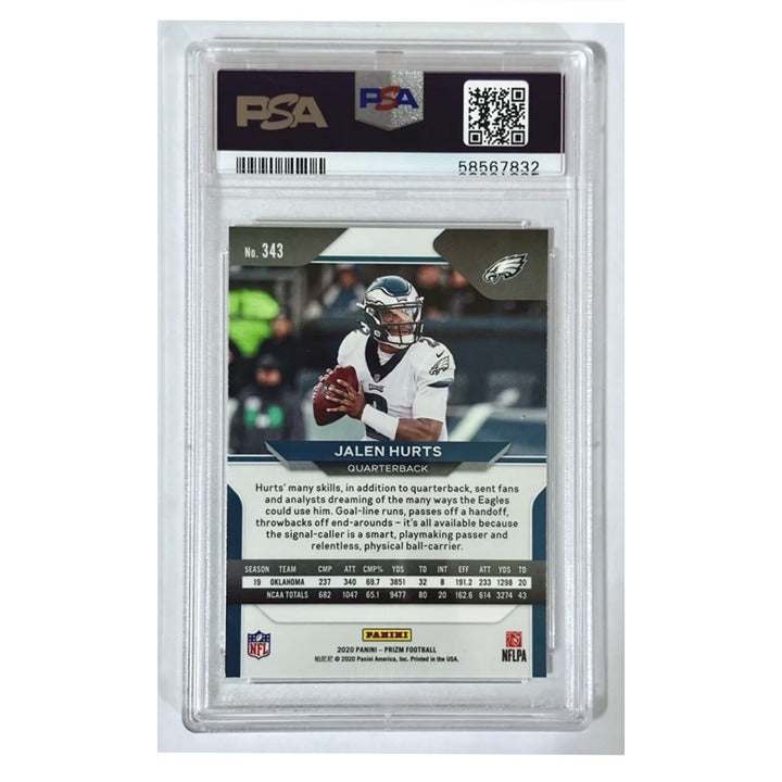 Jalen Hurts RC 2020 Panini Prizm football card #343 graded PSA 10