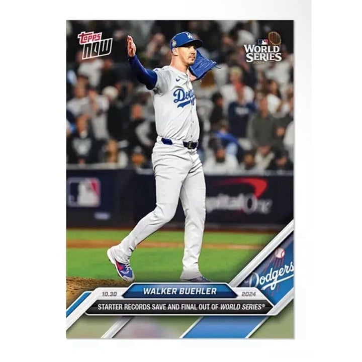 Walker Buehler WORLD SERIES Save & Final OUT 2024 MLB Topps NOW Dodgers Card 884