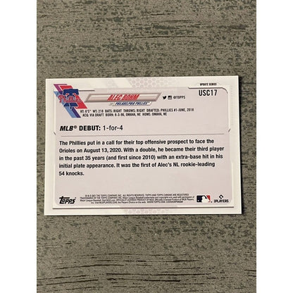 2021 Topps Chrome Update Alec Bohm RC Rookie Debut #USC17 Philadelphia Phillies*