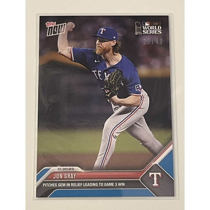 Jon Gray 20/49* Pitches In Relief 2023 MLB TOPPS NOW MLB Rangers WS - Card #1064