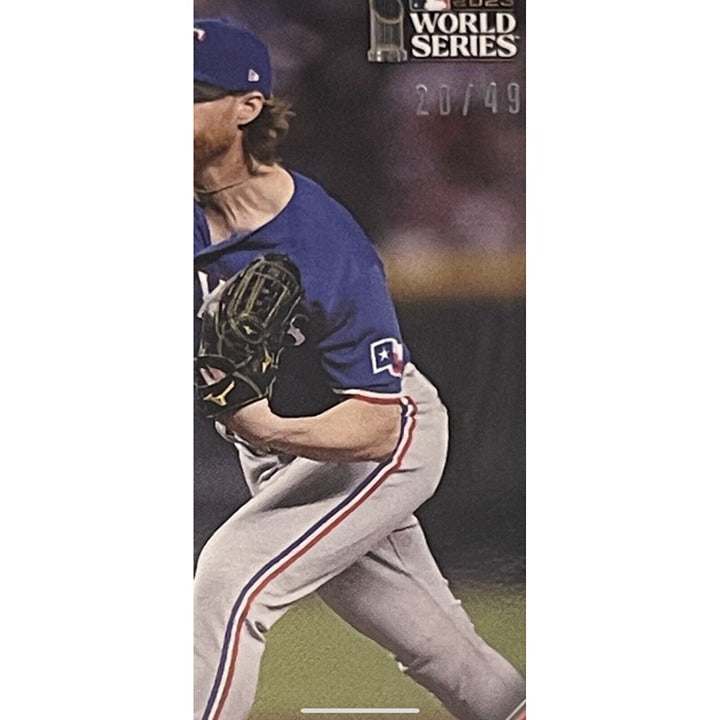 Jon Gray 20/49 Topps Now 2023 MLB Rangers World Series relief pitching card