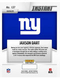 2025 Panini Instant Jaxson Dart NFL New York Giants rookie card #137