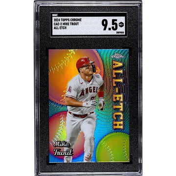 Mike Trout 2024 Topps Chrome Baseball All-Etch #CAE-2 Los Angeles Angels SGC 9.5