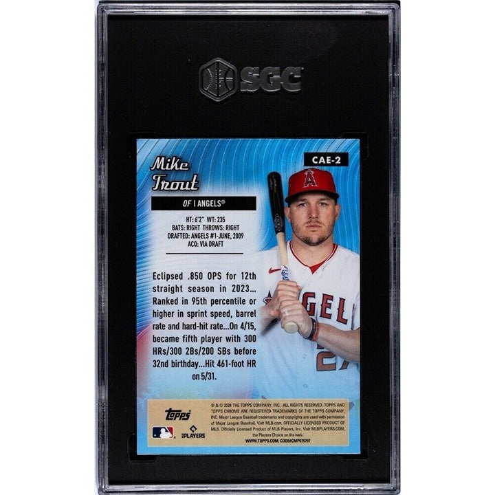 Mike Trout 2024 Topps Chrome Baseball All-Etch #CAE-2 Los Angeles Angels SGC 9.5