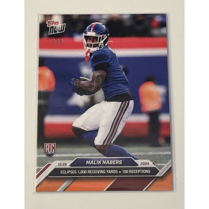 2/5 Malik Nabers RC* 2024 Topps NOW Football 1,000 YDS* - NFL NY Giants Card #18
