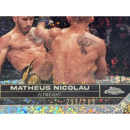 2024 Topps Chrome UFC /299 Matheus Nicolau Flyweight - Prizm Refractor Card #128