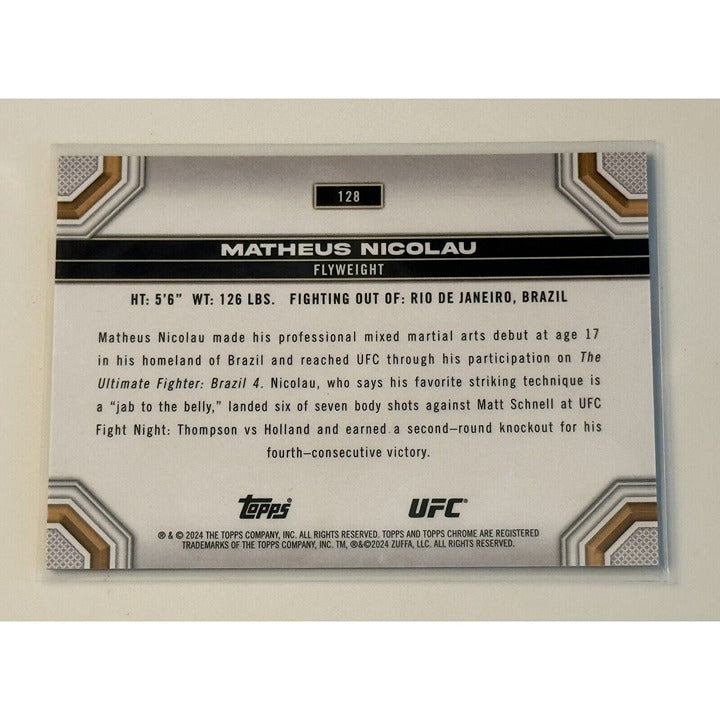 2024 Topps Chrome UFC /299 Matheus Nicolau Flyweight - Prizm Refractor Card #128