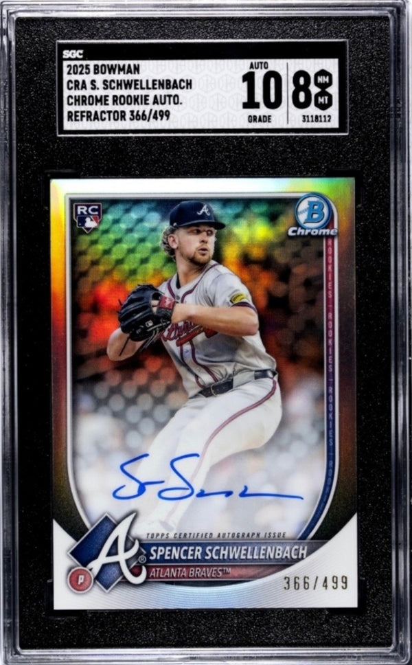 366/499 2025 BOWMAN
CRA SPENCER SCHWELLENBACH
CHROME ROOKIE AUTO REFR MLB Braves