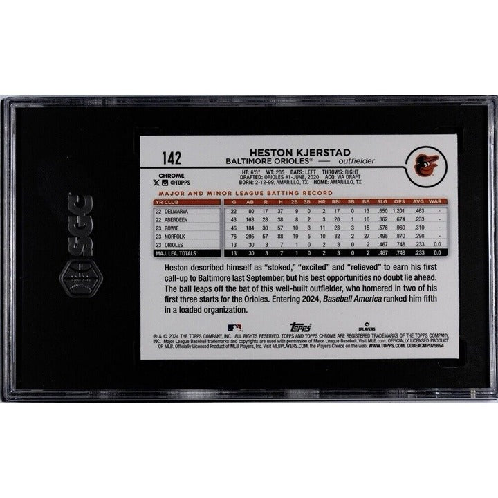 2024 Topps Chrome Heston Kjerstad Refractor RC* MLB Orioles Rookie #142 - SGC 10