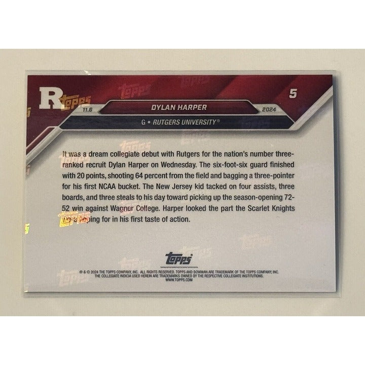 48/49 Dylan Harper RC 2024 Bowman U Now Rutgers Rookie 1st College Debut 5 READY