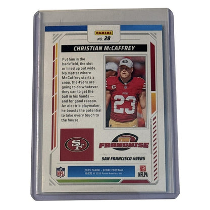 2025 NFL SCORE Panini Football Card Christian McCaffrey 49'rs #28