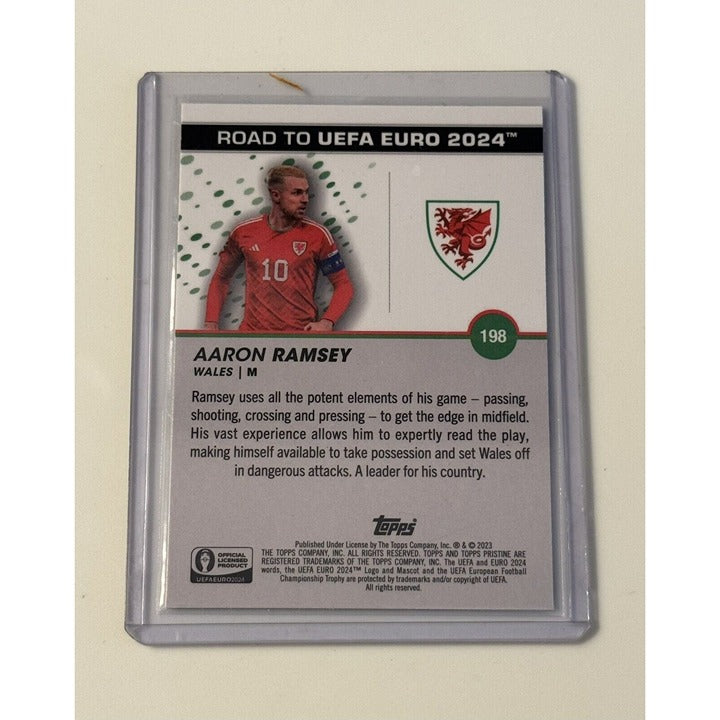 2023-24 Topps Pristine UEFA Road to Euro 2024 Aaron Ramsey Wales Futbol Card 198