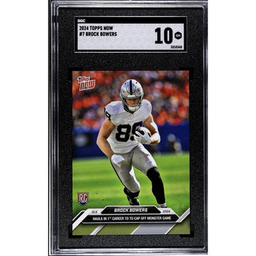 Brock Bowers RC* 2024 Topps Now ROOKIE CARD #7 SP Las Vegas Raiders Uni. SGC 10!