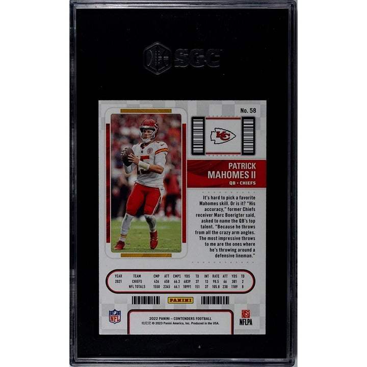 2022 Panini Contenders Season Ticket Patrick Mahomes Kansas City Chiefs graded 9 by SGC card