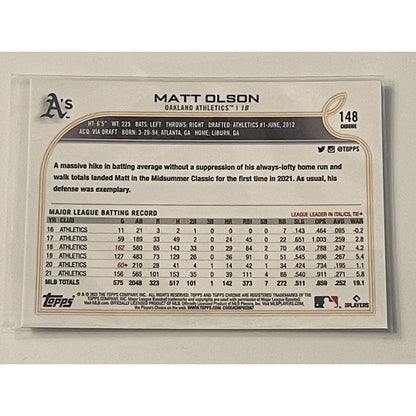 2022 Topps Chrome - Matt Olson* Card #148 - MLB Oakland Athletics/MLB Braves ATL