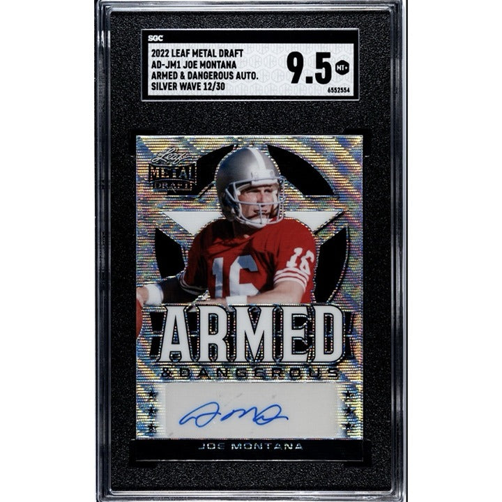 12/30* 2022 Leaf Metal Draft Joe Montana Armed & Danger Wave Auto AM-JM1 SGC 9.5