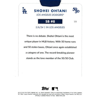 50/50* LIMITED EDITION! Shohei Ohtani MLB LA Dodgers 2024 TOPPS NOW Season #SB 8
