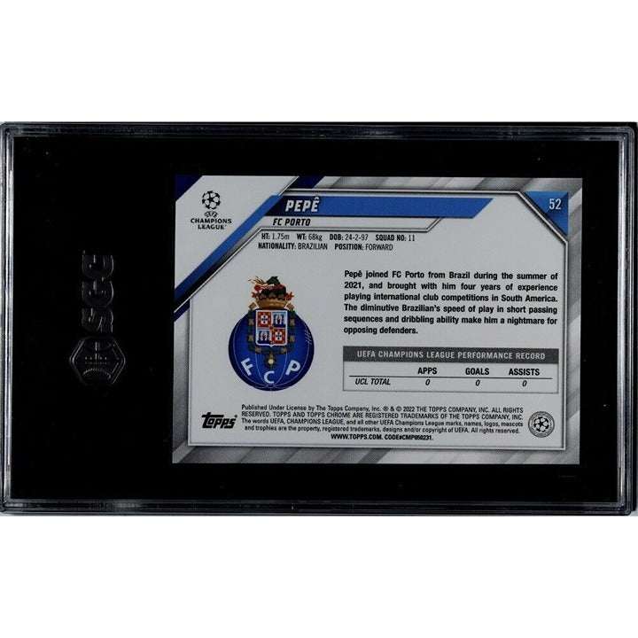 2021-22 Topps Chrome UCL Pepê rookie card FC Porto SGC 9.5 graded