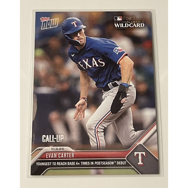 2023 ToppsNOW Evan Carter Wild Card Game 1 - MLB AL Texas Rangers Call Up #958 *
