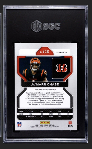 Ja'Marr Chase RC 2021 Panini Prizm Silver Variation Card #V337 Bengals - SGC 9.5